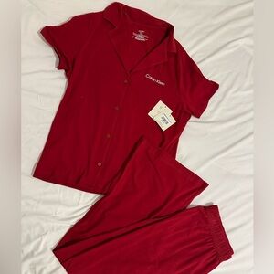 CALVIN KLEIN | Red Cotton Modal Blend Sleepwear